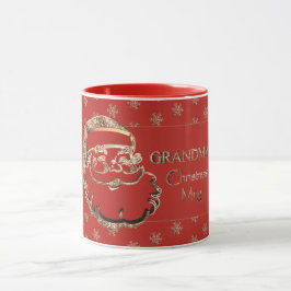 Oma Kerstmis Mok Cute Santa Red Gold Elegant
