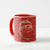 Oma Kerstmis Mok Cute Santa Red Gold Elegant (Voorkant links)