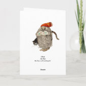 Oma Kerstmis Tomten met grijze kat Feestdagen Kaart (Achterkant)