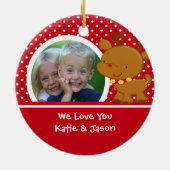 Oma-kerstversiering met rennier-foto keramisch ornament (Achterkant)