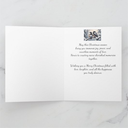 Oma Kerstwensen & Liefde Chickadee Vogel Kaart (Binnen)