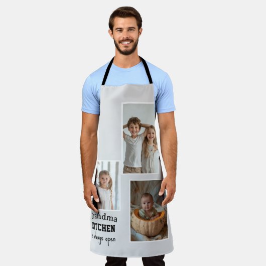 Oma keuken is altijd open aangepaste foto's schort (Gedragen)