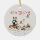 Oma Kinderen Dieren Waterverf Kerst Keramisch Ornament (Voorkant)