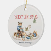 Oma Kinderen Dieren Waterverf Kerst Keramisch Ornament (Links)