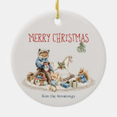 Oma Kinderen Dieren Waterverf Kerst Keramisch Ornament (Achterkant)