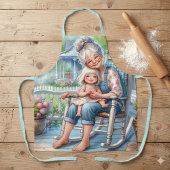 Oma Kleindochter Veranda Omhelzing Schort