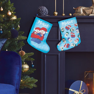 Oma kleinkind geknuffeld sneeuwmannen kerst grote kerstsok
