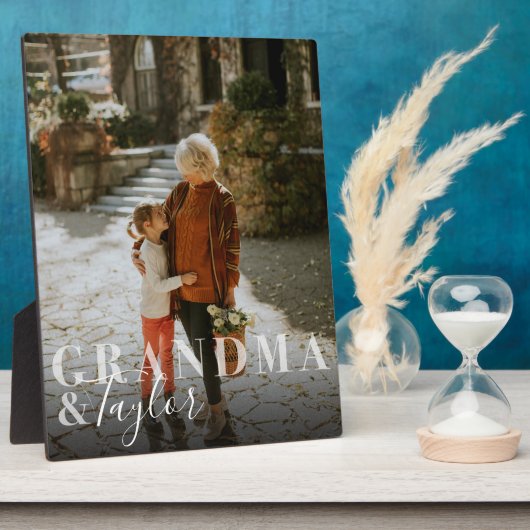 Oma & kleinkind Script Naam Foto Bewaarsake Fotoplaat (Zijkant)