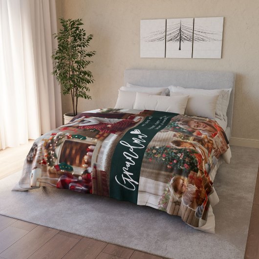 Oma Kleinkinderen Fotocollage Kerstmis Sherpa Deken