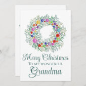 Oma kleurrijke kerst krans feestdagenkaart (Voorkant / Achterkant)