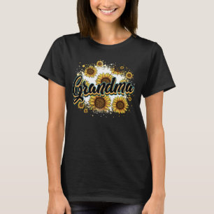 Oma Koeienprint Zonnebloem Moederdag Schattig Bloe T-shirt