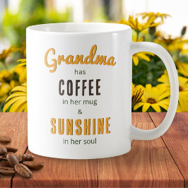 Oma Koffie Zonneschijn Ziel Bloemenboeket Mooie Koffiemok