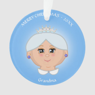 Oma Koningin, Moeder, Tante, Lerares op Lichtblauw Ornament