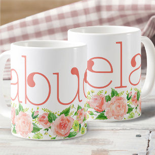 Oma koraalroze waterverf bloemrozen koffiemok