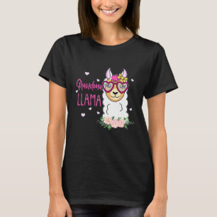 Oma lama Boho Flowers Pink Heart T-shirt
