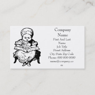 Oma las je een verhaal Cartoon illustratie Visitekaartje