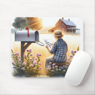 Oma leest brief van kleinkind muismat