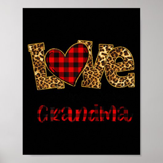 Oma Leopard Rode Geruite Hart Genoemd Worden Leuk Poster (Voorkant)