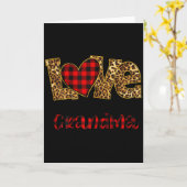 Oma Leopard Rode Geruite Hart Worden Genoemd Leuk Kaart (Gele Bloem)