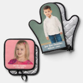 Oma liefde Kinder aangepaste foto Ovenwant & Pannenlap Set (Voorkant / Achterkant)