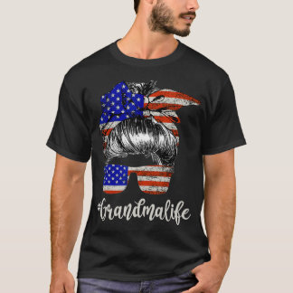 Oma Life USA Vlag Amerikaanse Onafhankelijkheidsda T-shirt