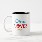 Oma Loves Me T-shirts en geschenken Tweekleurige Koffiemok (Links)