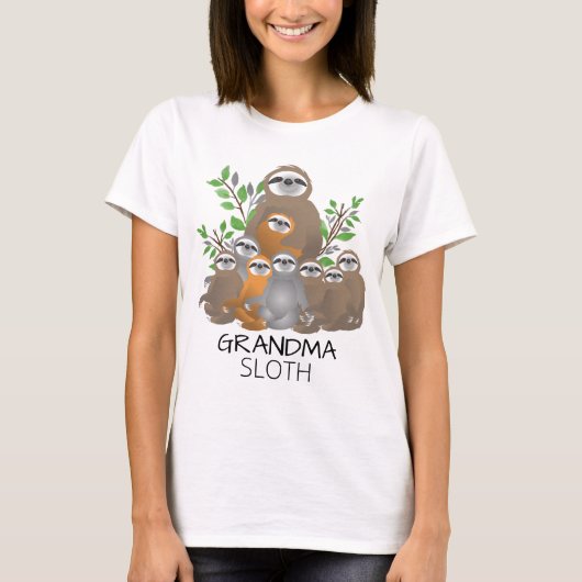 Oma luiaard met luiaard kleinkinderen samen t-shirt (Voorkant)