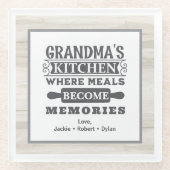 Oma maaltijden worden herinneringen glazen onderzetter (Voorkant)