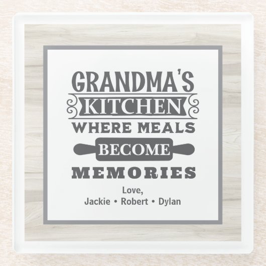 Oma maaltijden worden herinneringen glazen onderzetter (Voorkant)