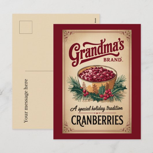 Oma merk cranberry's voegen bericht toe feestdagenkaart (Voorkant / Achterkant)