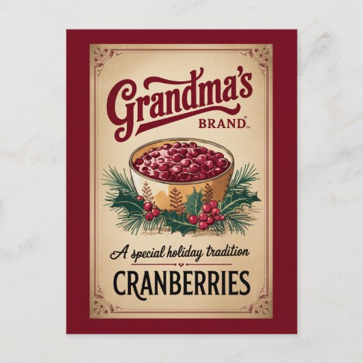 Oma merk cranberry's voegen bericht toe feestdagenkaart (Voorkant)