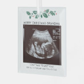 Oma Merry Kerstmis Zwangerschap Aankondiging Glas Ornament (Voorkant links)