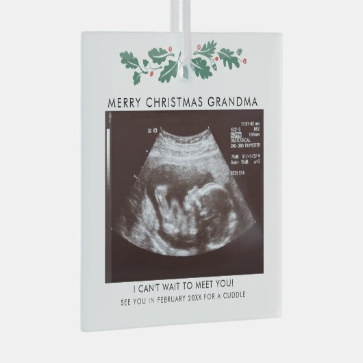 Oma Merry Kerstmis Zwangerschap Aankondiging Glas Ornament (Voorkant Rechts)