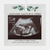 Oma Merry Kerstmis Zwangerschap Aankondiging Glas Ornament (Achterkant)