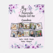 Oma met kleinkinderen Naam & foto, paarse bloem Fleece Deken (Voorkant)