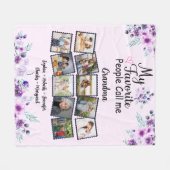 Oma met kleinkinderen Naam & foto, paarse bloem Fleece Deken (Voorkant (Horizontaal))