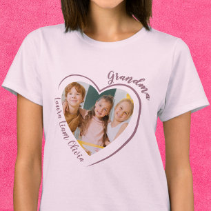 Oma met kleinkinderen Namen Hart en Foto T-shirt