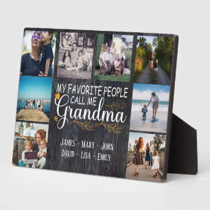 Oma met namen en foto's van de kleinkinderen fotoplaat
