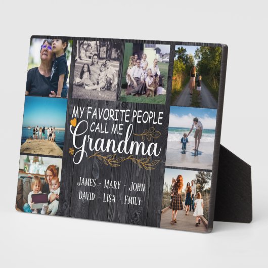 Oma met namen en foto's van de kleinkinderen fotoplaat (Zijkant)