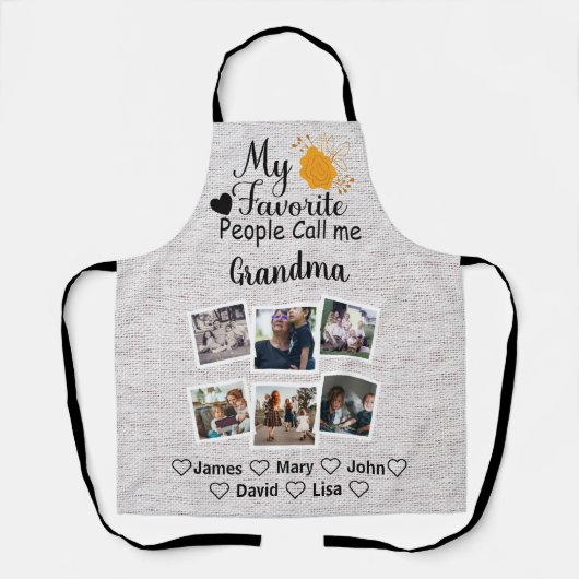 Oma met namen en foto's van de kleinkinderen schort (Voorkant)
