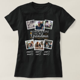 Oma met namen en foto's van de kleinkinderen t-shirt