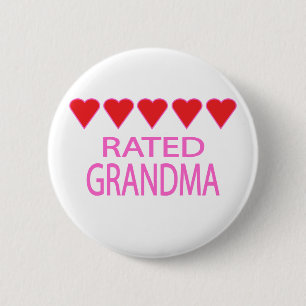 Oma met vijf harten ronde button 5,7 cm