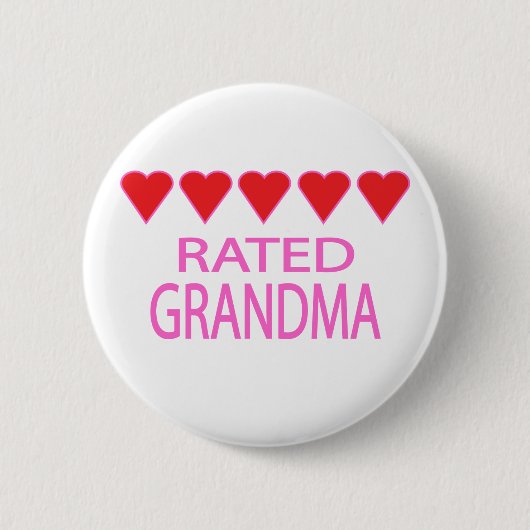Oma met vijf harten ronde button 5,7 cm (Voorkant)