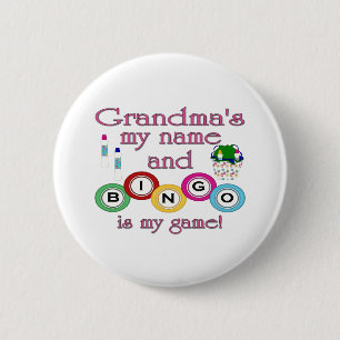 Oma mijn naam Bingo is mijn spel Ronde Button 5,7 Cm