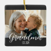 Oma Minimalistische Witte Script Tekst Keramisch Ornament (Voorkant)