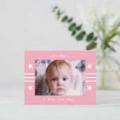 Oma mis je roze wit met sterren foto briefkaart (Staand voorkant)