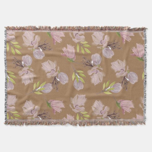 Oma modern bloempatroon met bruin deken (Voorkant)