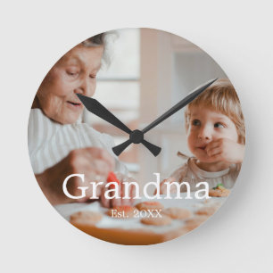 Oma moderne fotocadeau ingesteld ronde klok