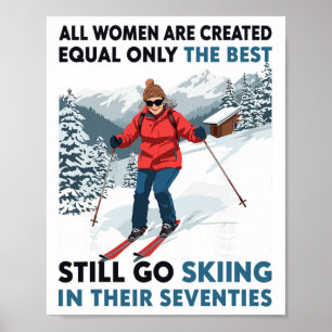 Oma Moeder Gaat Nog Steeds Skiën In Zeventigjarige Poster