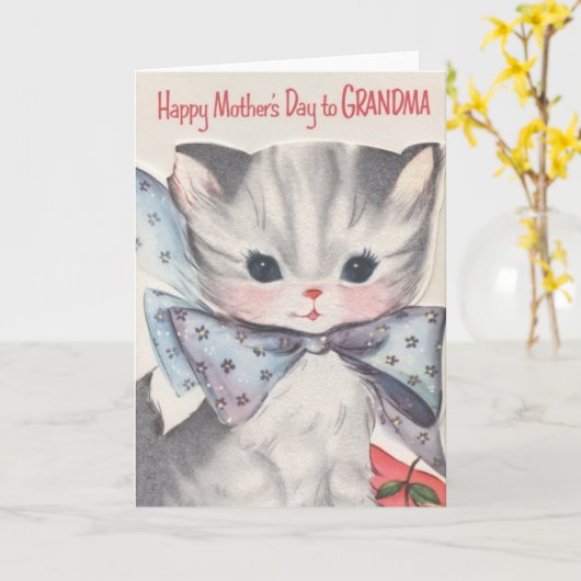  oma Moederdag Cat Kaart (Gele Bloem)